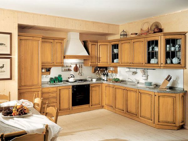 European style wood kitchen cabinets